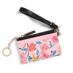 Spartina Slim Card Coinpurse Floral Stem Wristlet with Black Strap NWT